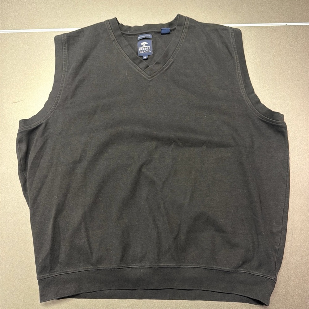 Pebble Beach Men Pima‎ Cotton Sweater Vest V Neck Golf Preppy Sz XL Black